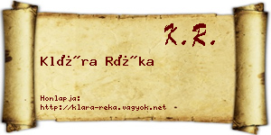 Klára Réka névjegykártya